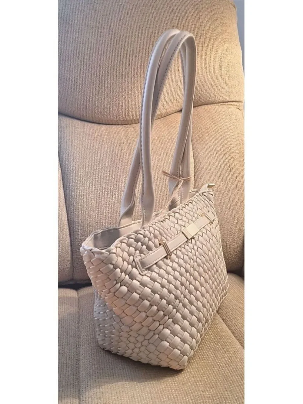 NWT EXPRESSIONS NYC Vegan Small Tote Purse Handbag Beige Taupe